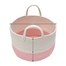 Load image into Gallery viewer, Woven Basket Baby Kids Toys Storage Clothes Hamper Laundry Basket with Pom Poms
