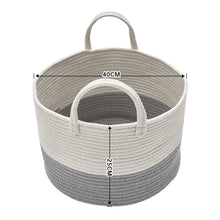 Load image into Gallery viewer, Woven Basket Baby Kids Toys Storage Clothes Hamper Laundry Basket with Pom Poms
