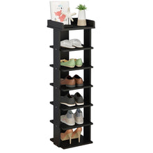 Load image into Gallery viewer, 7 Tiers Shoe Rack Organizer Storage Stand Shelf Space Saving Black
