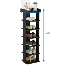 Load image into Gallery viewer, 7 Tiers Shoe Rack Organizer Storage Stand Shelf Space Saving Black
