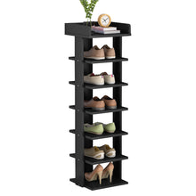 Load image into Gallery viewer, 7 Tiers Shoe Rack Organizer Storage Stand Shelf Space Saving Black
