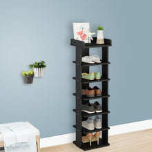 Load image into Gallery viewer, 7 Tiers Shoe Rack Organizer Storage Stand Shelf Space Saving Black
