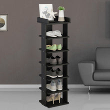 Load image into Gallery viewer, 7 Tiers Shoe Rack Organizer Storage Stand Shelf Space Saving Black
