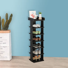 Load image into Gallery viewer, 7 Tiers Shoe Rack Organizer Storage Stand Shelf Space Saving Black
