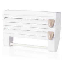 Load image into Gallery viewer, 3-Tier Wall Mounted Kitchen Cling Film Foil Wrap Dispenser
