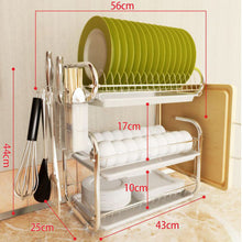 Load image into Gallery viewer, Kitchen 3-Tier Dish Drainer Storage Stand Bowl Plate Dryer Tray White
