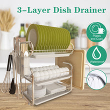 Load image into Gallery viewer, Kitchen 3-Tier Dish Drainer Storage Stand Bowl Plate Dryer Tray White
