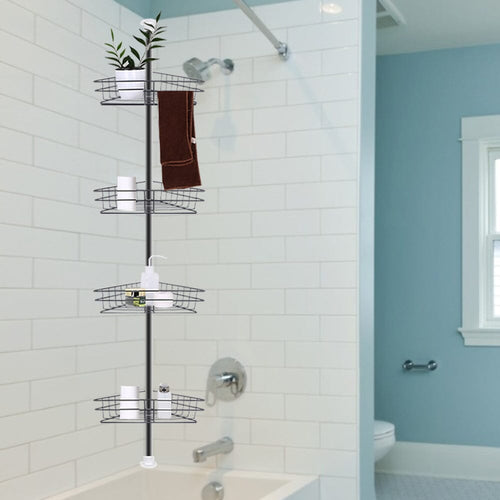 4 Tier Metal Corner Shower Shelf Wall Rack Organizer Bathroom Shower Caddies Living and Home 