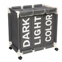 Load image into Gallery viewer, Large 3 Bin Laundry Hamper Laundry Baskets Laundry Sorter with Wheels
