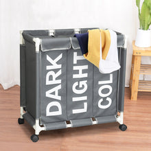 Load image into Gallery viewer, Large 3 Bin Laundry Hamper Laundry Baskets Laundry Sorter with Wheels
