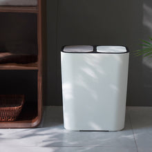 Load image into Gallery viewer, Kitchen 15L Rubbish Dustbin Double Recycling Bin 2 Section White

