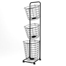 Load image into Gallery viewer, 3-Tier Iron Rolling Laundry Basket with Wheels
