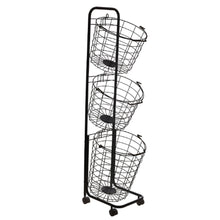 Load image into Gallery viewer, 3-Tier Iron Rolling Laundry Basket with Wheels
