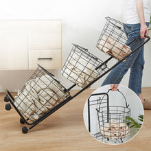 Load image into Gallery viewer, 3-Tier Iron Rolling Laundry Basket with Wheels
