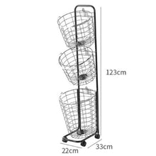 Load image into Gallery viewer, 3-Tier Iron Rolling Laundry Basket with Wheels
