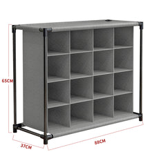 Load image into Gallery viewer, 4 Tiers 16-Pair Non-woven Grid Shoes Rack Grey Cubes Storage Shelf Rack Organizers
