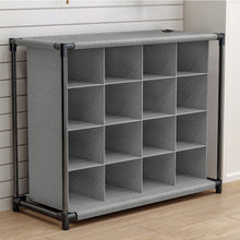 Load image into Gallery viewer, 4 Tiers 16-Pair Non-woven Grid Shoes Rack Grey Cubes Storage Shelf Rack Organizers
