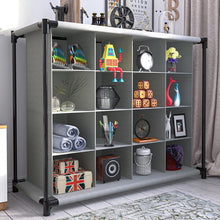 Load image into Gallery viewer, 4 Tiers 16-Pair Non-woven Grid Shoes Rack Grey Cubes Storage Shelf Rack Organizers
