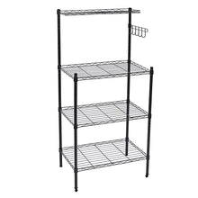 Load image into Gallery viewer, 4 Tiers Microwave Storage Rack Shelf Organiser with Hooks for Kitchen
