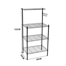 Load image into Gallery viewer, 4 Tiers Microwave Storage Rack Shelf Organiser with Hooks for Kitchen
