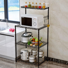 Load image into Gallery viewer, 4 Tiers Microwave Storage Rack Shelf Organiser with Hooks for Kitchen
