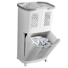 Load image into Gallery viewer, 3 Compartment Laundry Baskets Laundry Sorter Rolling Laundry Hamper
