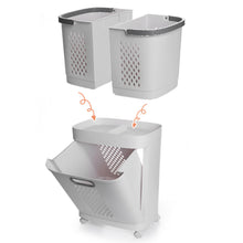 Load image into Gallery viewer, 3 Compartment Laundry Baskets Laundry Sorter Rolling Laundry Hamper
