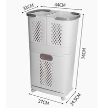 Load image into Gallery viewer, 3 Compartment Laundry Baskets Laundry Sorter Rolling Laundry Hamper
