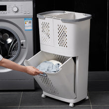 Load image into Gallery viewer, 3 Compartment Laundry Baskets Laundry Sorter Rolling Laundry Hamper
