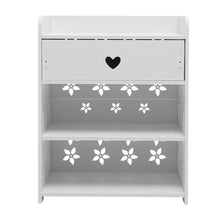 Load image into Gallery viewer, Hollow Carved Flower Pattern Side Table Nightstand with Drawer for Bedroom
