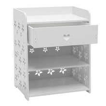 Load image into Gallery viewer, Hollow Carved Flower Pattern Side Table Nightstand with Drawer for Bedroom
