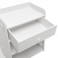 Load image into Gallery viewer, Hollow Carved Flower Pattern Side Table Nightstand with Drawer for Bedroom
