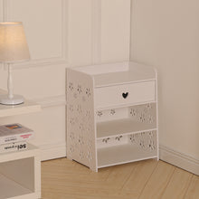 Load image into Gallery viewer, Hollow Carved Flower Pattern Side Table Nightstand with Drawer for Bedroom
