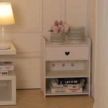 Load image into Gallery viewer, Hollow Carved Flower Pattern Side Table Nightstand with Drawer for Bedroom
