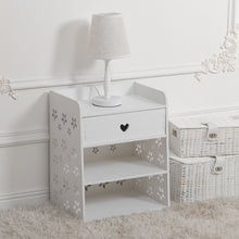 Load image into Gallery viewer, Hollow Carved Flower Pattern Side Table Nightstand with Drawer for Bedroom
