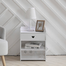 Load image into Gallery viewer, Hollow Carved Flower Pattern Side Table Nightstand with Drawer for Bedroom
