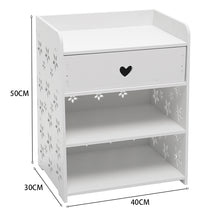 Load image into Gallery viewer, Hollow Carved Flower Pattern Side Table Nightstand with Drawer for Bedroom
