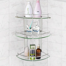Load image into Gallery viewer, Bathroom Glass Corner Shelf Wall Mounted Shower Caddies Living and Home 
