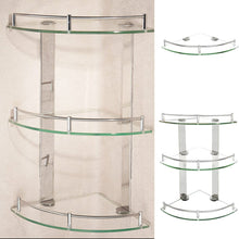 Load image into Gallery viewer, Bathroom Glass Corner Shelf Wall Mounted Shower Caddies Living and Home 
