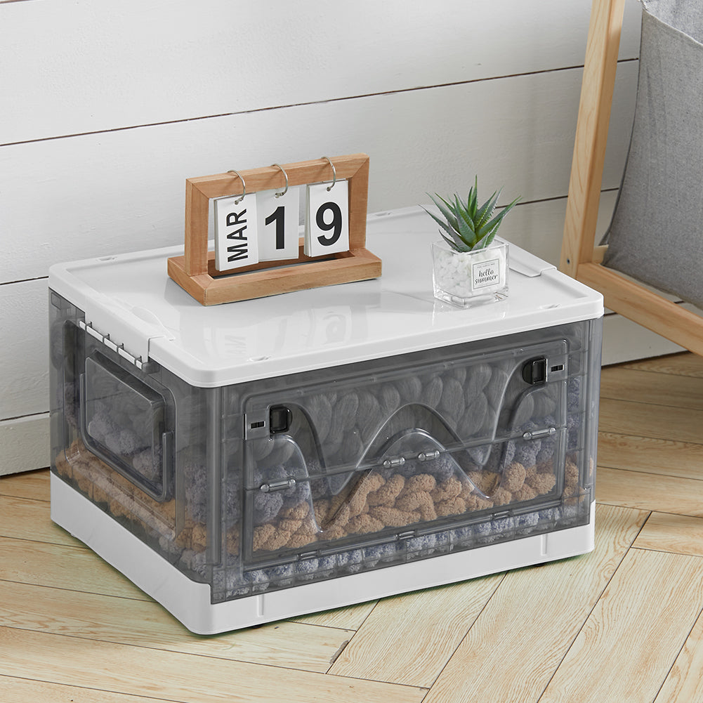 Transparent Folding Storage Box with Wheels
