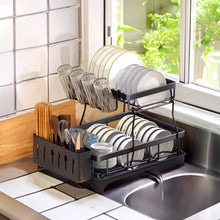 Load image into Gallery viewer, Steel Dish Rack with Utensil and Glass Holder
