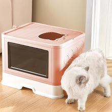 Load image into Gallery viewer, Enclosed Folding Plastic Cat Litter Box with Scoop
