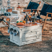 Load image into Gallery viewer, 60L Foldable Camping Storage Box with Wooden Lid
