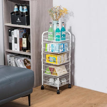 Load image into Gallery viewer, White Iron Wire Multi-Layer Rotating Trolley Rack for Kitchen
