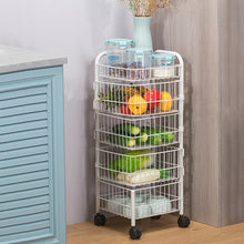 Load image into Gallery viewer, White Iron Wire Multi-Layer Rotating Trolley Rack for Kitchen
