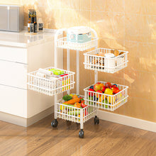 Load image into Gallery viewer, White Iron Wire Multi-Layer Rotating Trolley Rack for Kitchen
