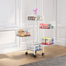 Load image into Gallery viewer, White Iron Wire Multi-Layer Rotating Trolley Rack for Kitchen

