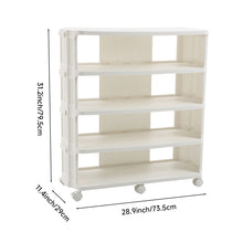Load image into Gallery viewer, 5-Tier Cream White Rolling Shoe Rack
