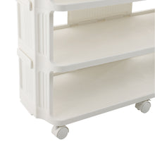 Load image into Gallery viewer, 5-Tier Cream White Rolling Shoe Rack
