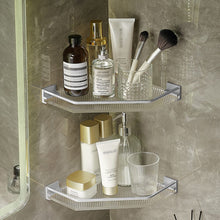 Load image into Gallery viewer, Bathroom Acrylic Corner Shelf Adhesive Shower Shelf Shower Caddies Living and Home 

